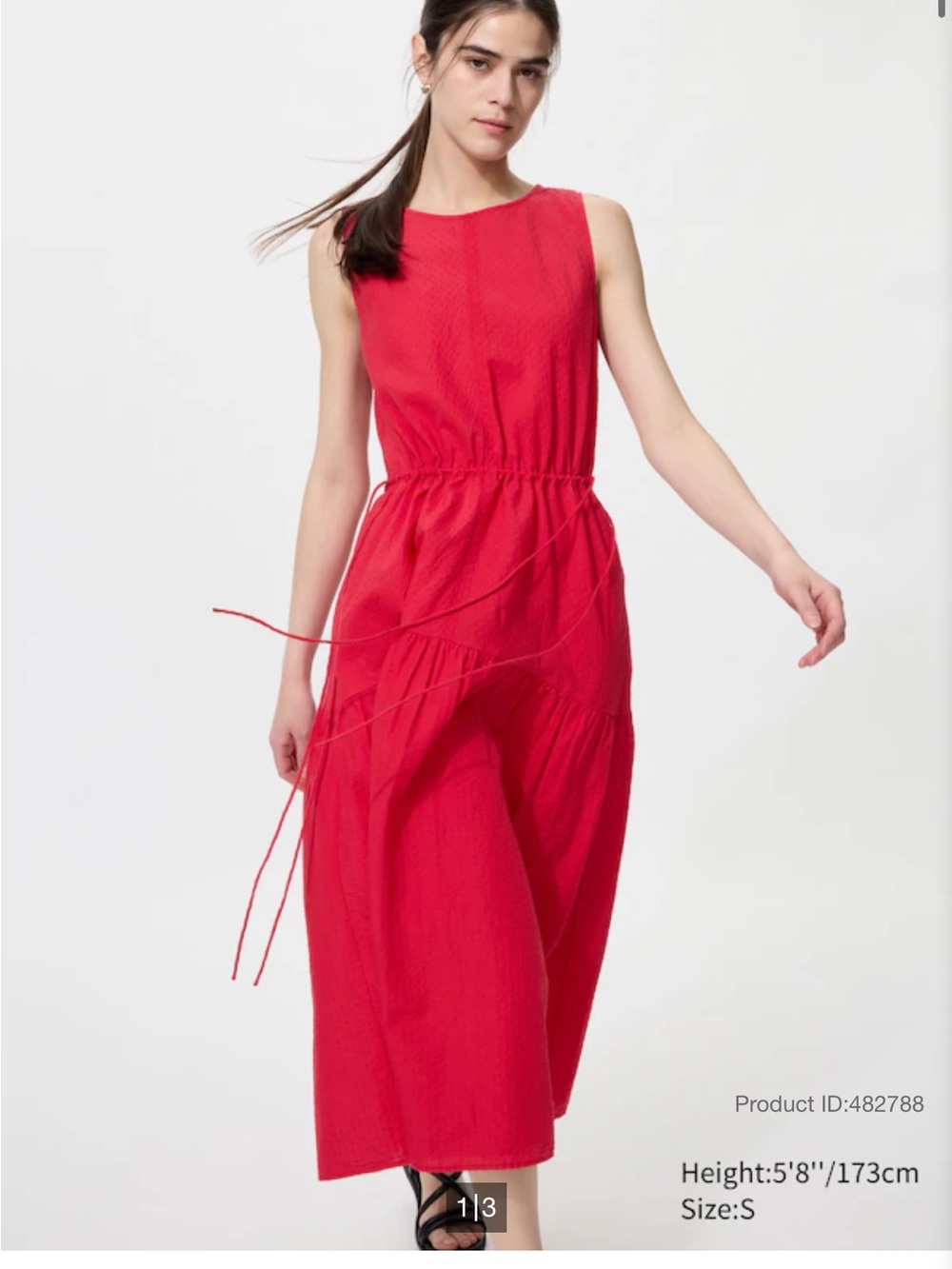 Uniqlo Women’s Sleeveless Red Midi tie dress
